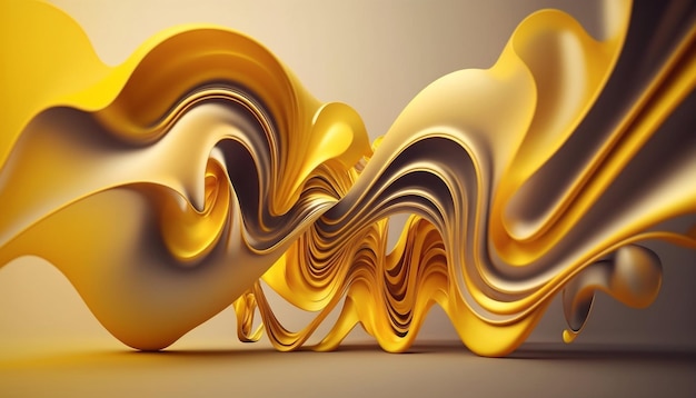 Abstract fluid 3d wave in motion background yellow color. suitable background and wallpaper