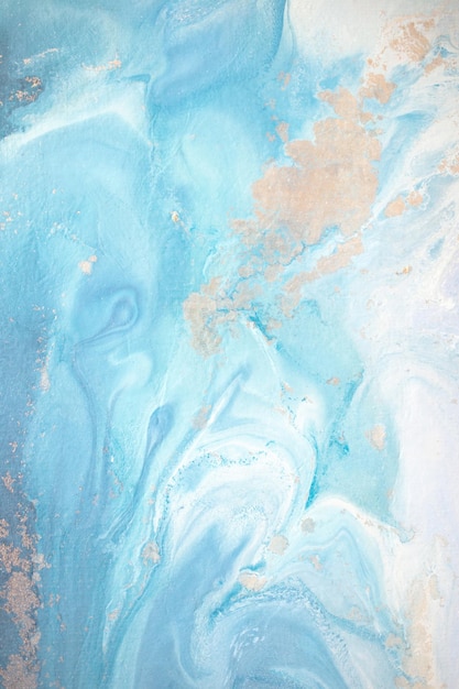 Abstract fluid acrylic painting Marbled blue abstract background