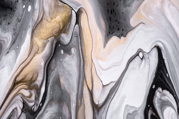 Abstract fluid art background black and white colors