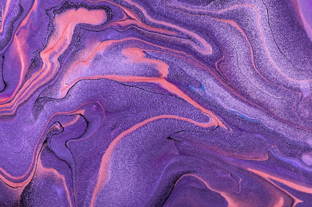 abstract fluid art background dark purple and red colors.  acrylic painting on canvas with blue gradient. 