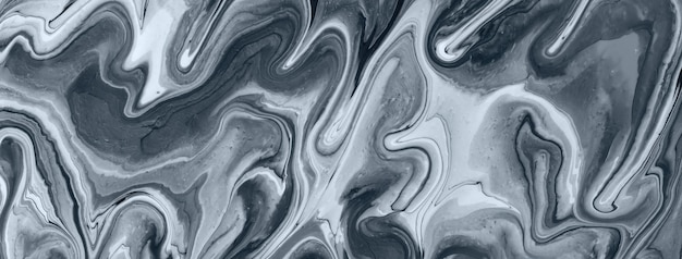 Photo abstract fluid art background gray and silver colors liquid marble acrylic painting with gradient