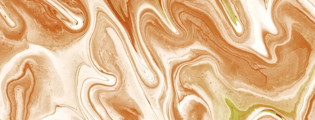 Abstract fluid art background light beige and white colors Liquid marble Acrylic painting with brown gradient