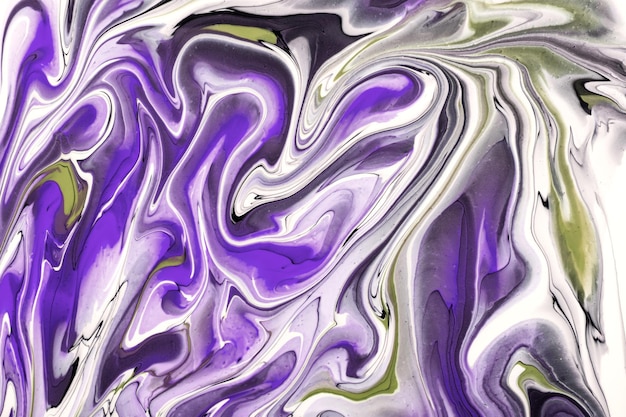 Abstract fluid art background light purple and white colors. Liquid marble. Acrylic painting on canvas with violet lines and gradient. Alcohol ink backdrop with wavy pattern.