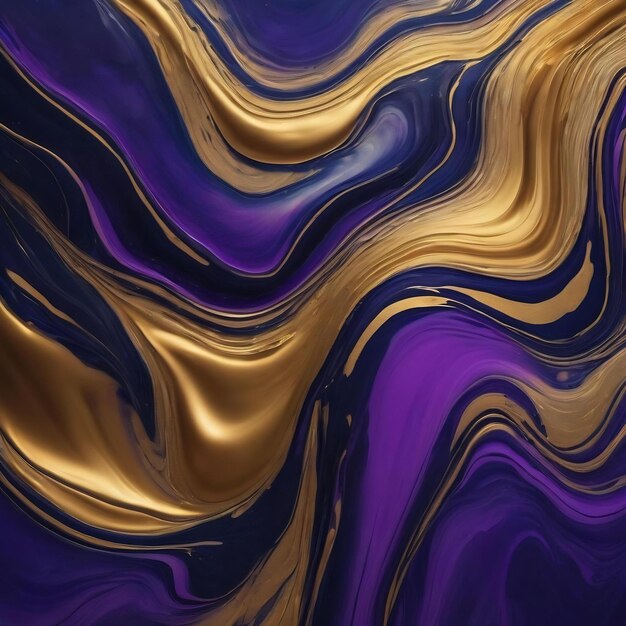 Abstract fluid art background navy blue and golden colors liquid marble