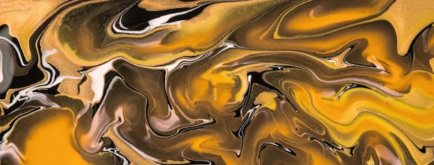 Abstract fluid art background orange and black colors Liquid marble Acrylic painting with brown lines and gradient