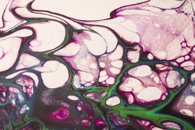 Abstract fluid art background white and purple colors. Liquid acrylic painting on canvas with lilac gradient and splash. Watercolor backdrop with waves pattern.