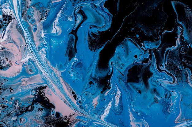 抽象的な流体アート明るいアクリルの背景に海滑らかな波のラインスタイリッシュなエブル墨流し