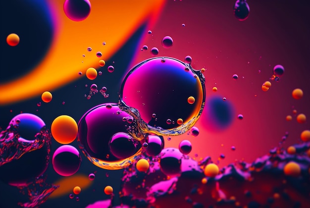 Abstract fluid color bubbles background Oil colorful drops Generative AI