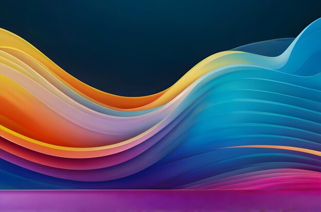 Photo abstract fluid color and line wave with light background