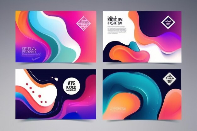 Photo abstract fluid creative templates cards color covers set geometric design liquids shapes