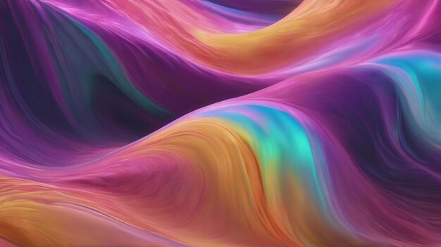 Abstract fluid curvy iridescent holographic wave in motion colorful background 3d render