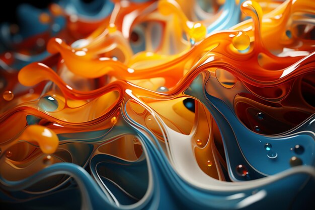 Photo abstract fluid geometry paint natural lighting 3d rendered bright color ai generative