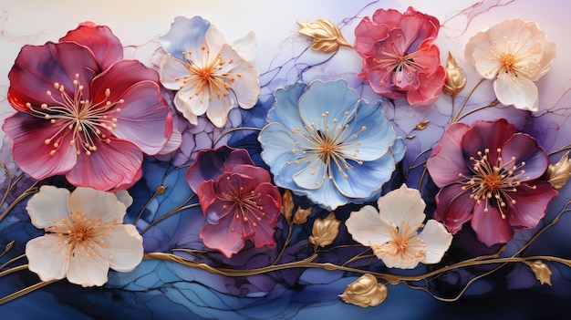 抽象的な流体インクの花の背景