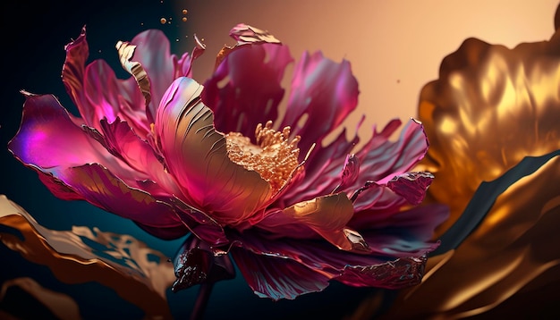 Abstract fluid ink flower Generative AI