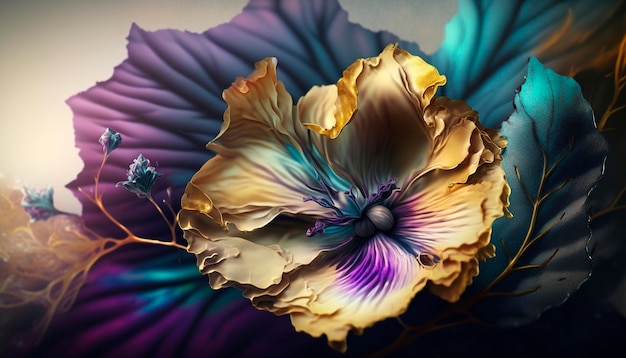 Abstract fluid ink flower Generative AI