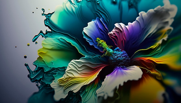 Abstract fluid ink flower Generative AI