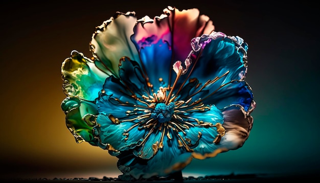 Abstract fluid ink flower Generative AI