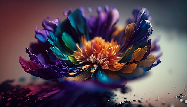 Abstract fluid ink flower Generative AI