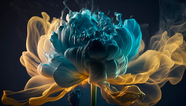 Abstract fluid ink flower Generative AI