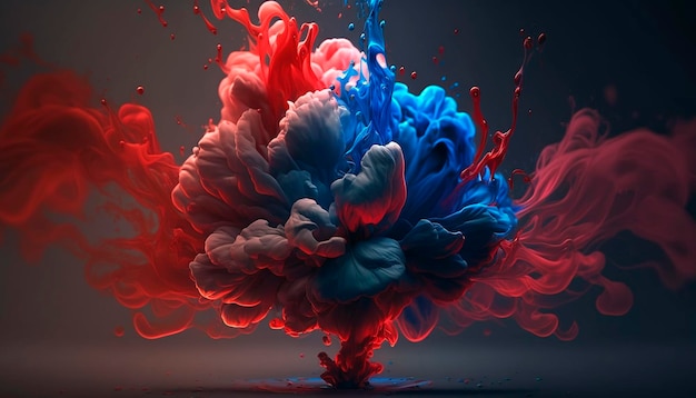 Abstract fluid ink flower Generative AI