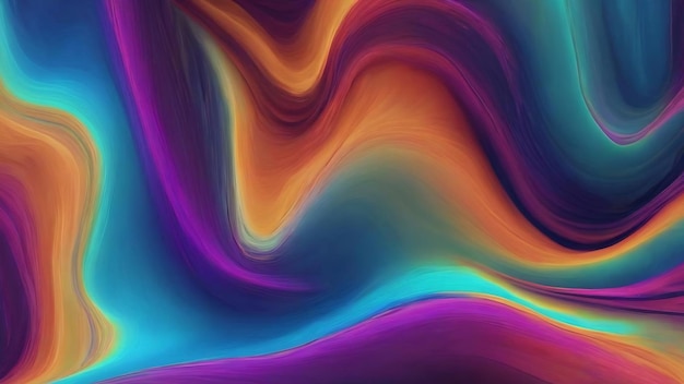 Abstract fluid iridescent holographic neon curved wave in motion colorful background render panorami