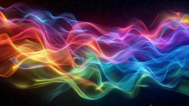 Photo abstract fluid iridescent holographic neon curved wave in motion creating a mesmerizing colorful background this gradient design captures the essence of fluidity and light ai generative