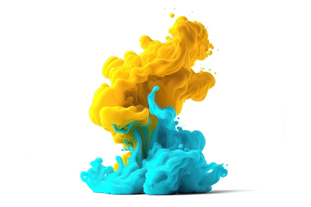 Abstract fluid texture banner with yellow and turquoise vibrant generative ai