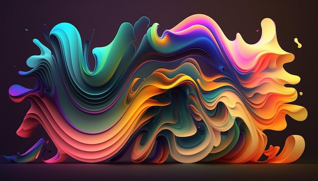 Abstract fluid wave in motion colorful background 3d render. banners, wallpapers