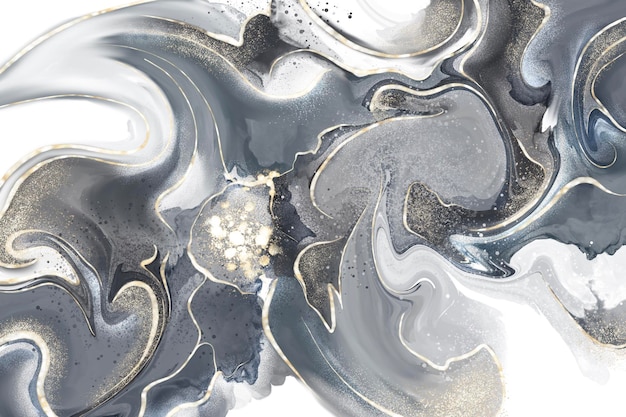 Abstract fluid with alcohol ink technique and gold glitter_27