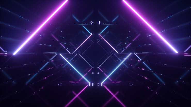 Photo abstract flying in futuristic corridor background