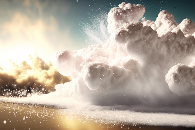 Abstract foam clouds with splashing forms and drops Colorful foam cloud background Generated AI