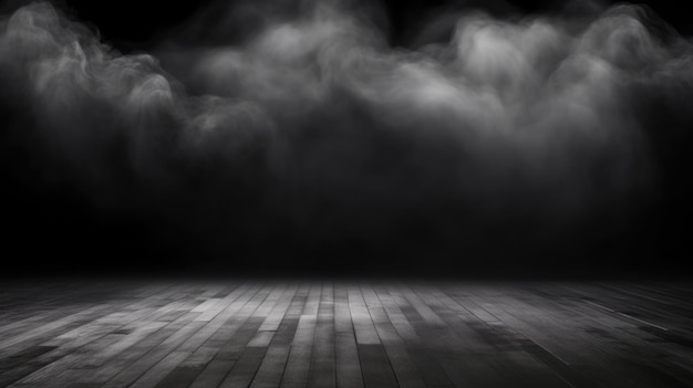 Abstract fog White cloudiness mist or smog moves on black background