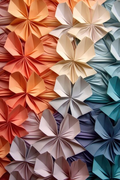 Abstract folded origami paper patterns created with generative ai