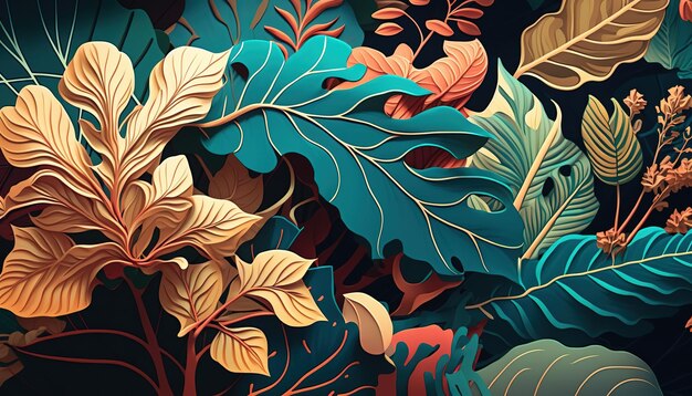 Abstract foliage botanical background Beautiful minimalistic print for your decor for postcard congratulations and poster AI