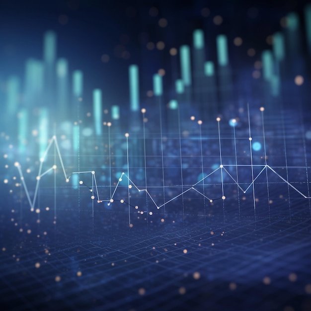 青のボケ味の壁紙に抽象的な外国為替チャート