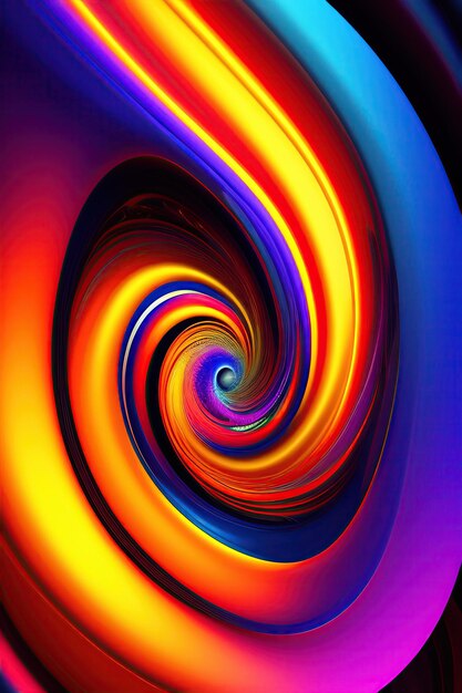 Abstract fractal background of colorful glowing swirl shapes and lines