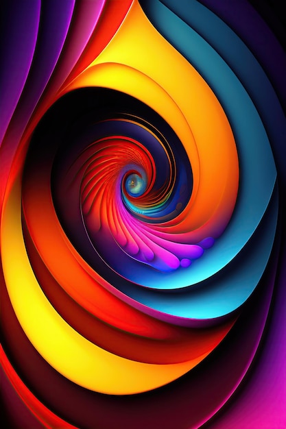 Abstract fractal background of colorful glowing swirl shapes and lines