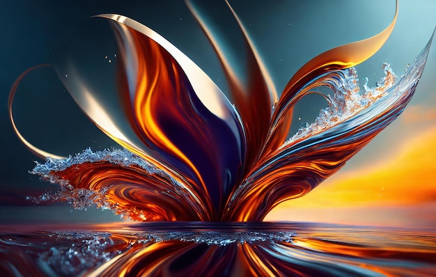 Abstract fractal background with waves