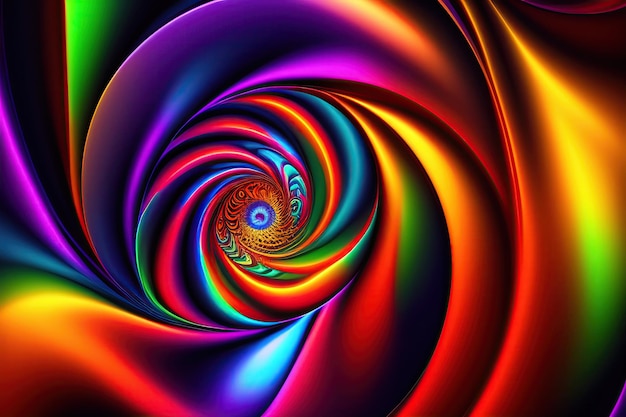 Photo abstract fractal festive background with colorful glowing swirl shapes digital fractal art