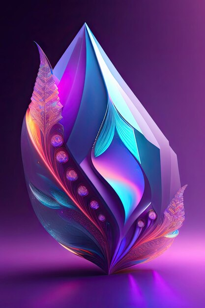 Abstract fractal glowing blue and purple crystal shapes fantasy light background