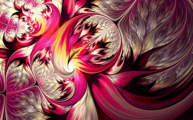 Abstract fractal patterns and shapes Dynamic flowing natural forms Flowers and spirals Mysterious psychedelic relaxation pattern