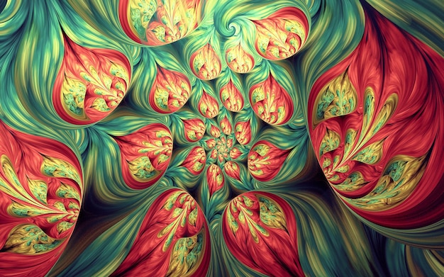 Abstract fractal patterns and shapes Dynamic flowing natural forms Flowers and spirals