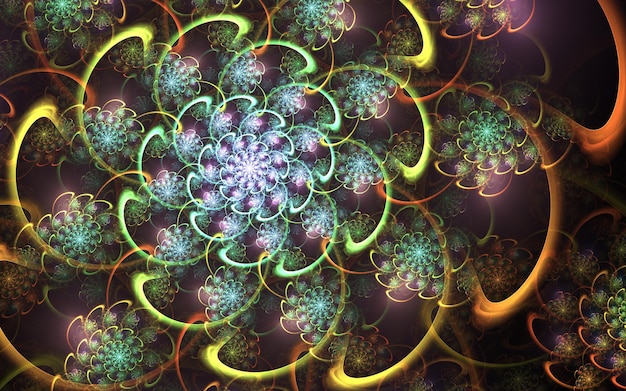 abstract fractal patterns and shapes dynamic flowing natural forms flowers and spirals