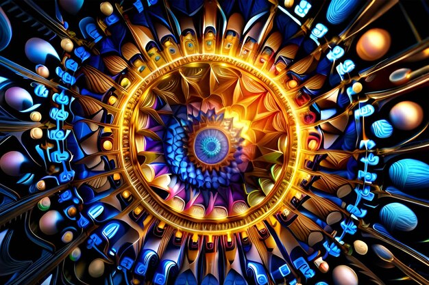 Foto astratto fractal supernova mandala design generativo ai