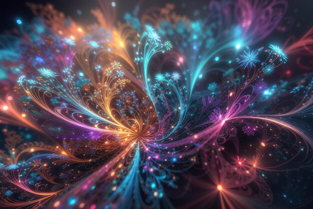 Abstract fractal texture wisps and lights background design of dreamy forms and colors on the subject of dream imagination and fantasy