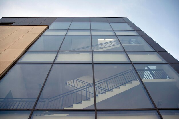 Abstract fragment of contemporary architecture walls made of glass and concrete