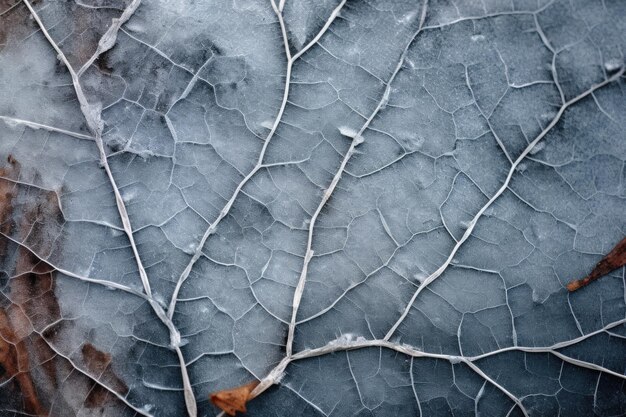 Abstract of frozen leaf surface texture created with generative ai