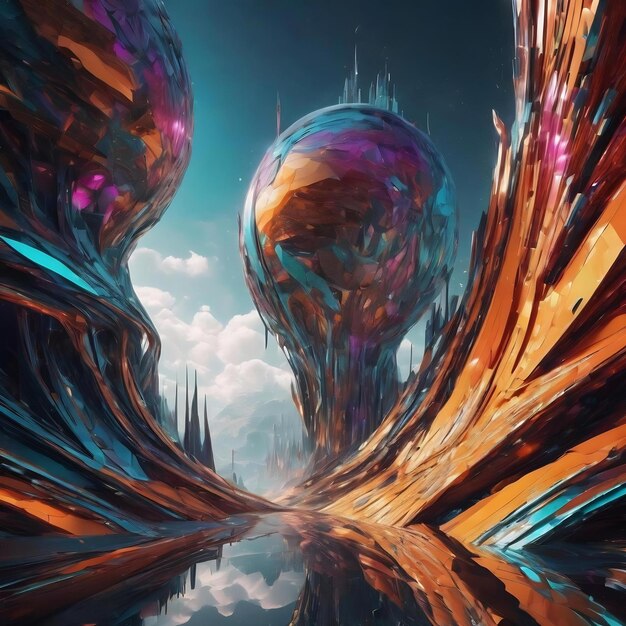 Abstract futuristic 3d digtal art design