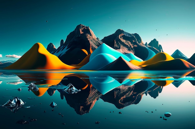 Photo abstract futuristic background futuristic landscape generative ai