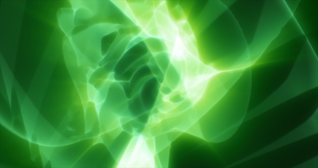 Abstract futuristic background of green glowing energy waves and hitech magic lines